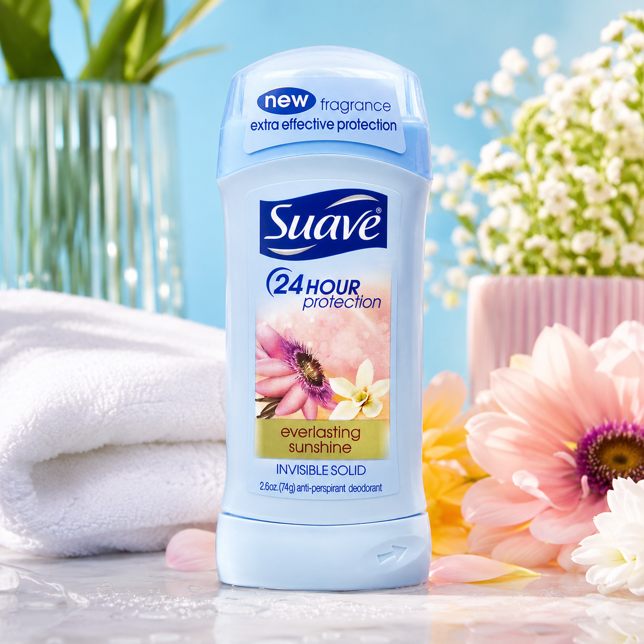 Suave Antiperspirant Deodorant Invisible Solid Everlasting Sunshine 2.6 oz