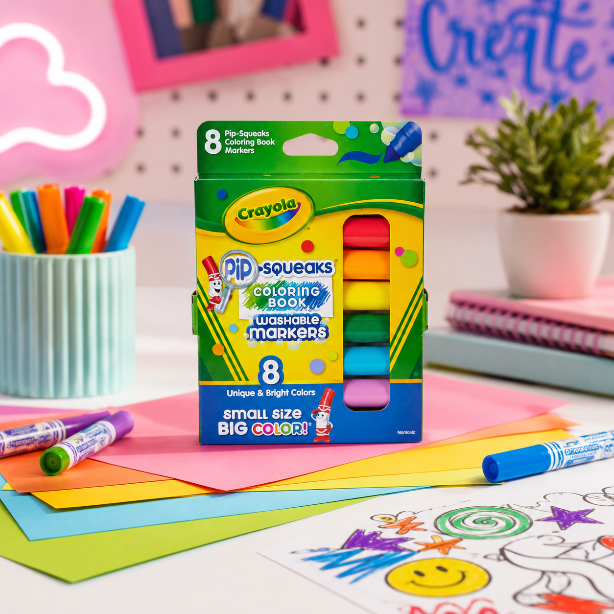 Crayola Pip Squeaks Washable Markers Mini Markers in Classic Colors 8 Markers
