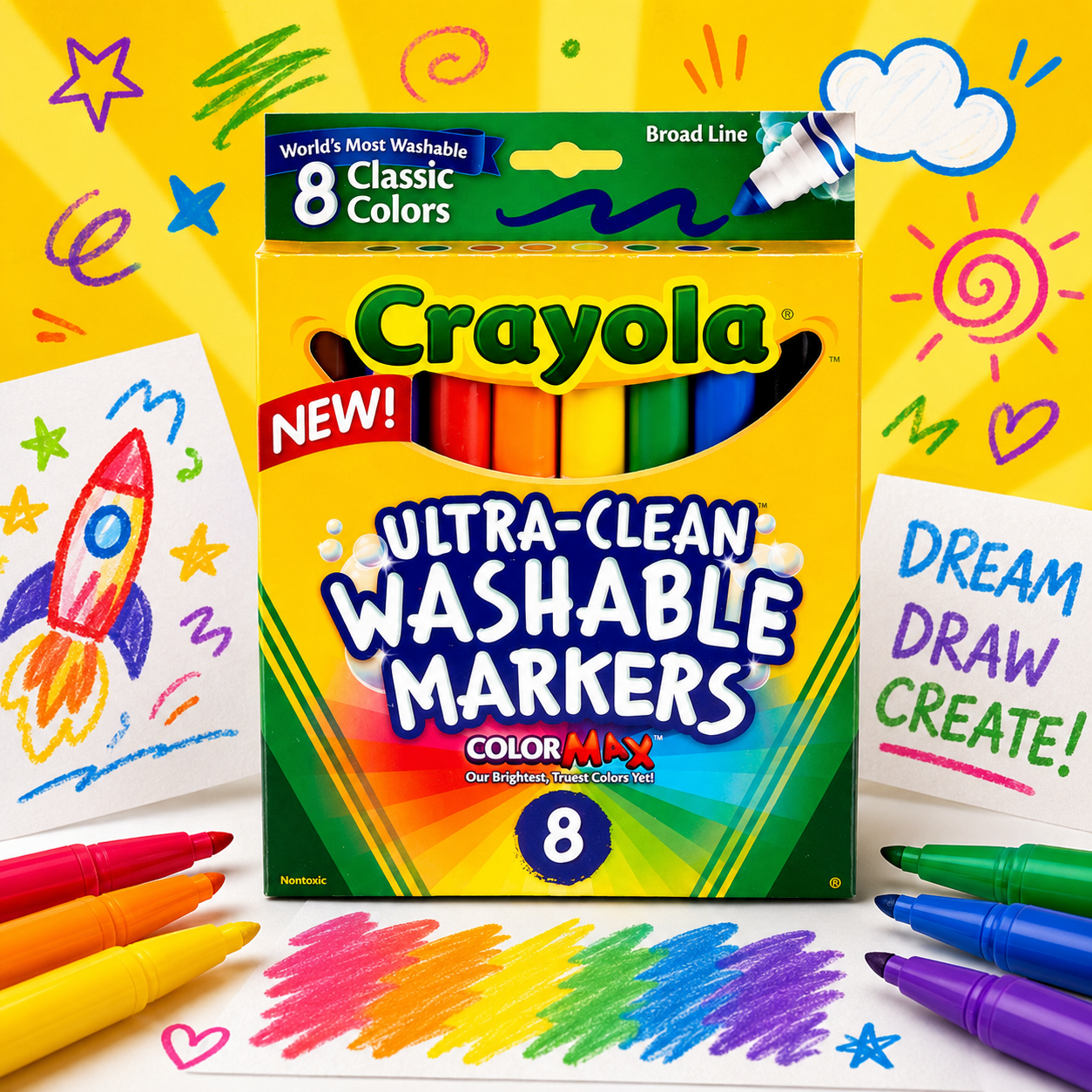 Crayola Broad Line Washable Markers Classic Colors 8 Markers