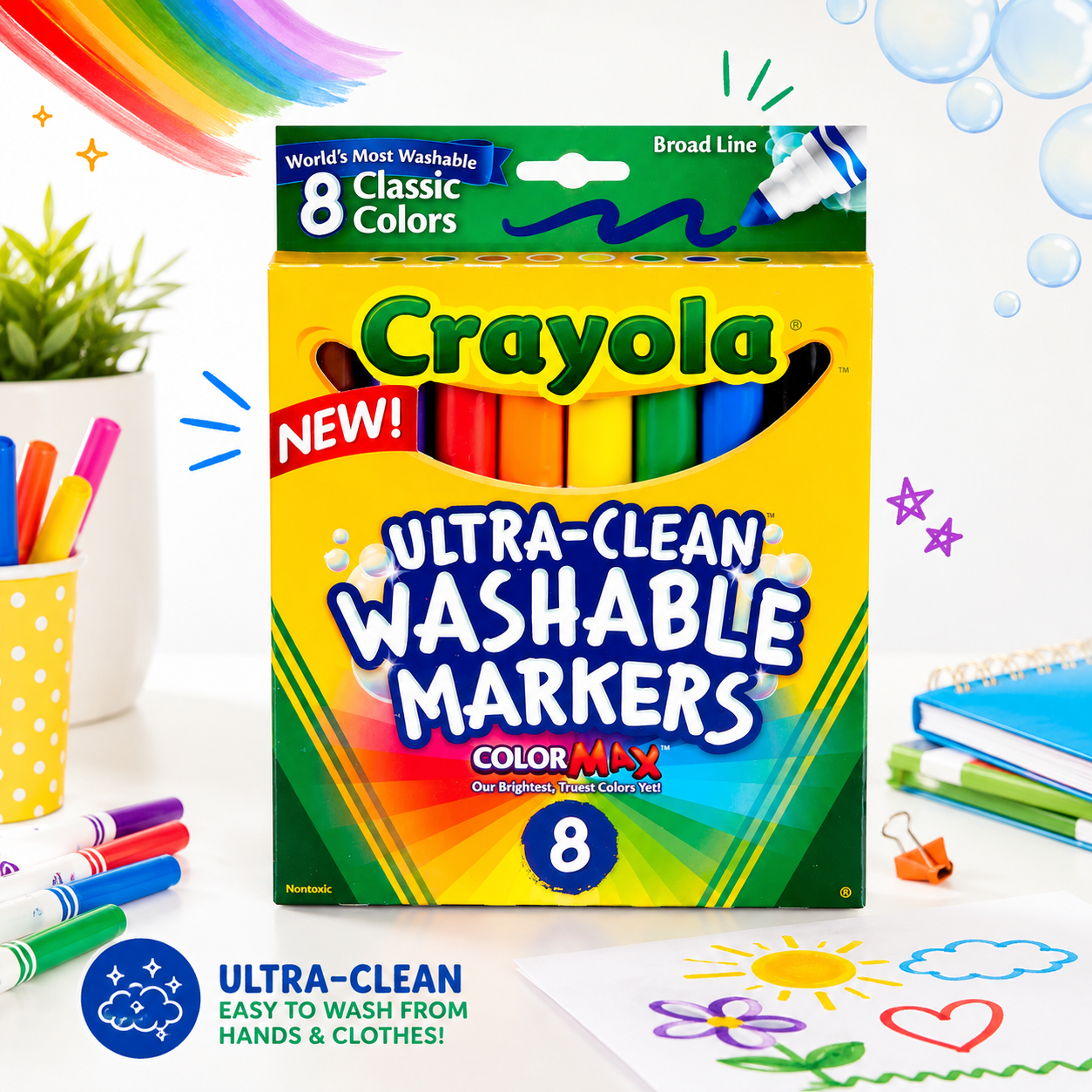 Crayola Broad Line Washable Markers Classic Colors 8 Markers