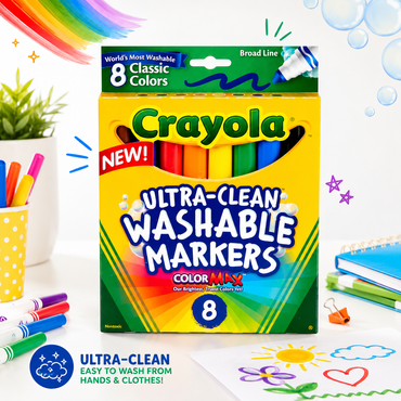 Crayola Broad Line Washable Markers Classic Colors 8 Markers