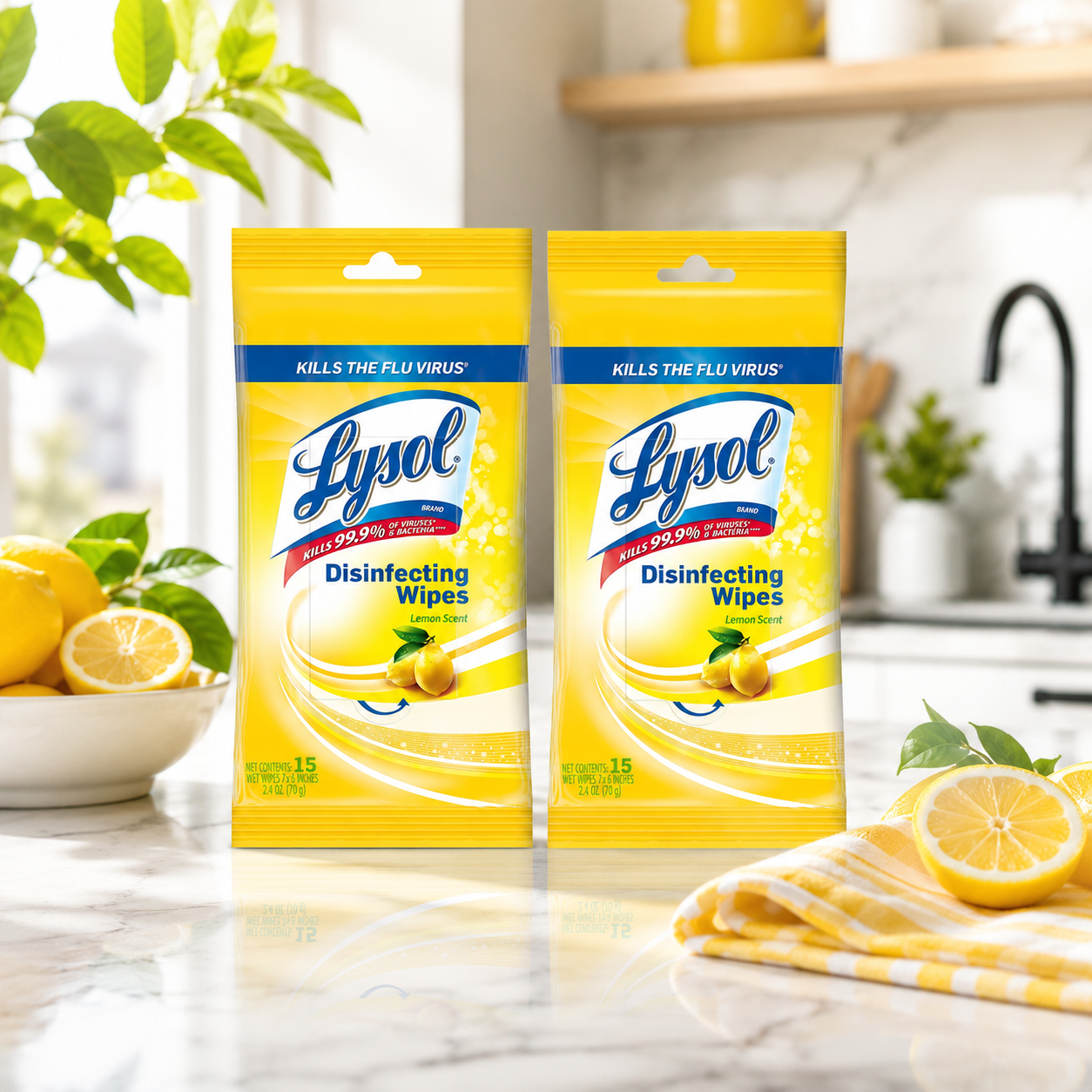 Lysol Disinfecting Wipes To Go Pack Lemon Scent 15 Count