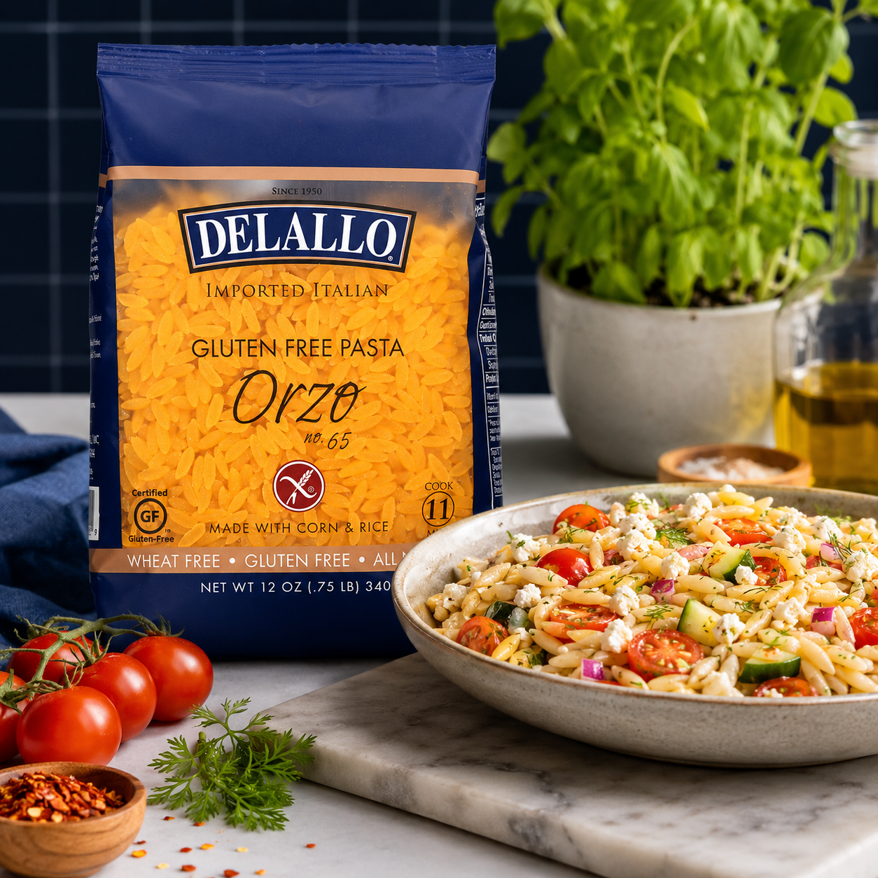 DeLallo Pasta Gluten Pasta Corn and Rice Orzo 12 oz