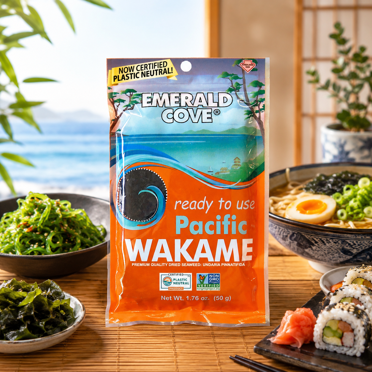 Emerald Cove Ready to Use Pacific Wakame Premium Dried Seaweed 1.76 oz