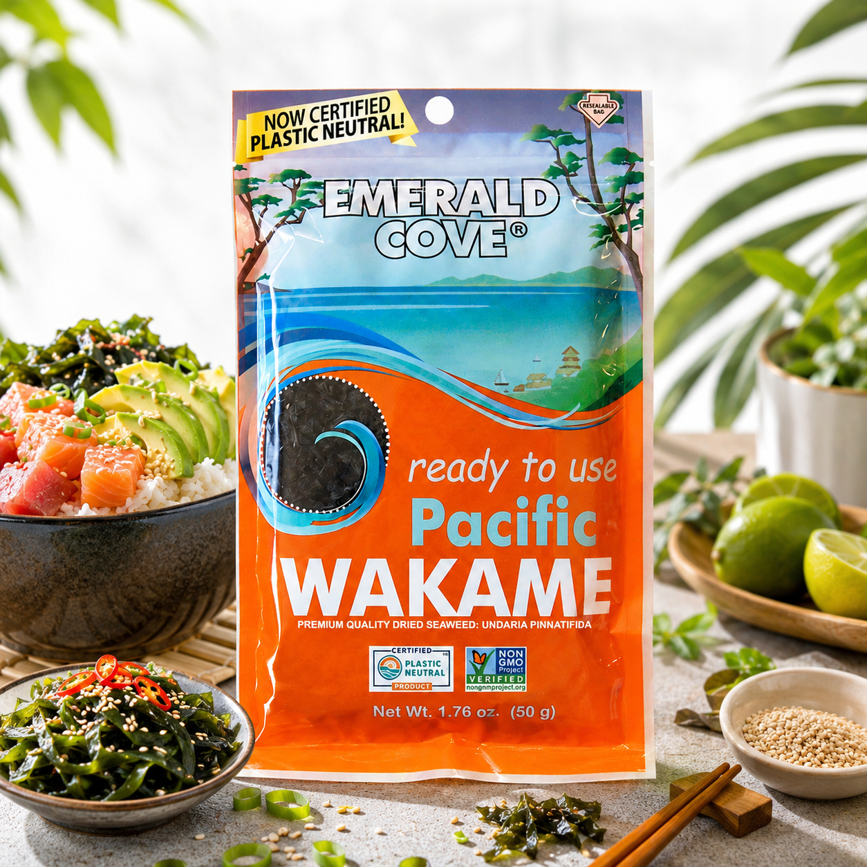 Emerald Cove Ready to Use Pacific Wakame Premium Dried Seaweed 1.76 oz