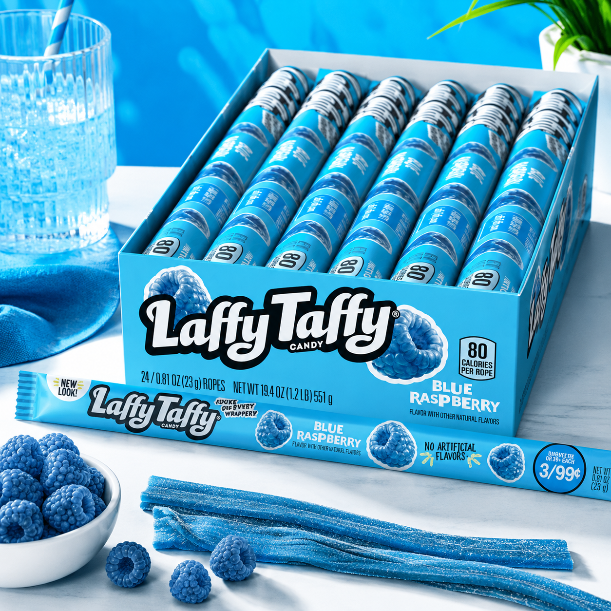 Laffy Taffy Blue Raspberry Raspberry Rope Blue Raspberry 3/99C 24 Count 0.81 ounces