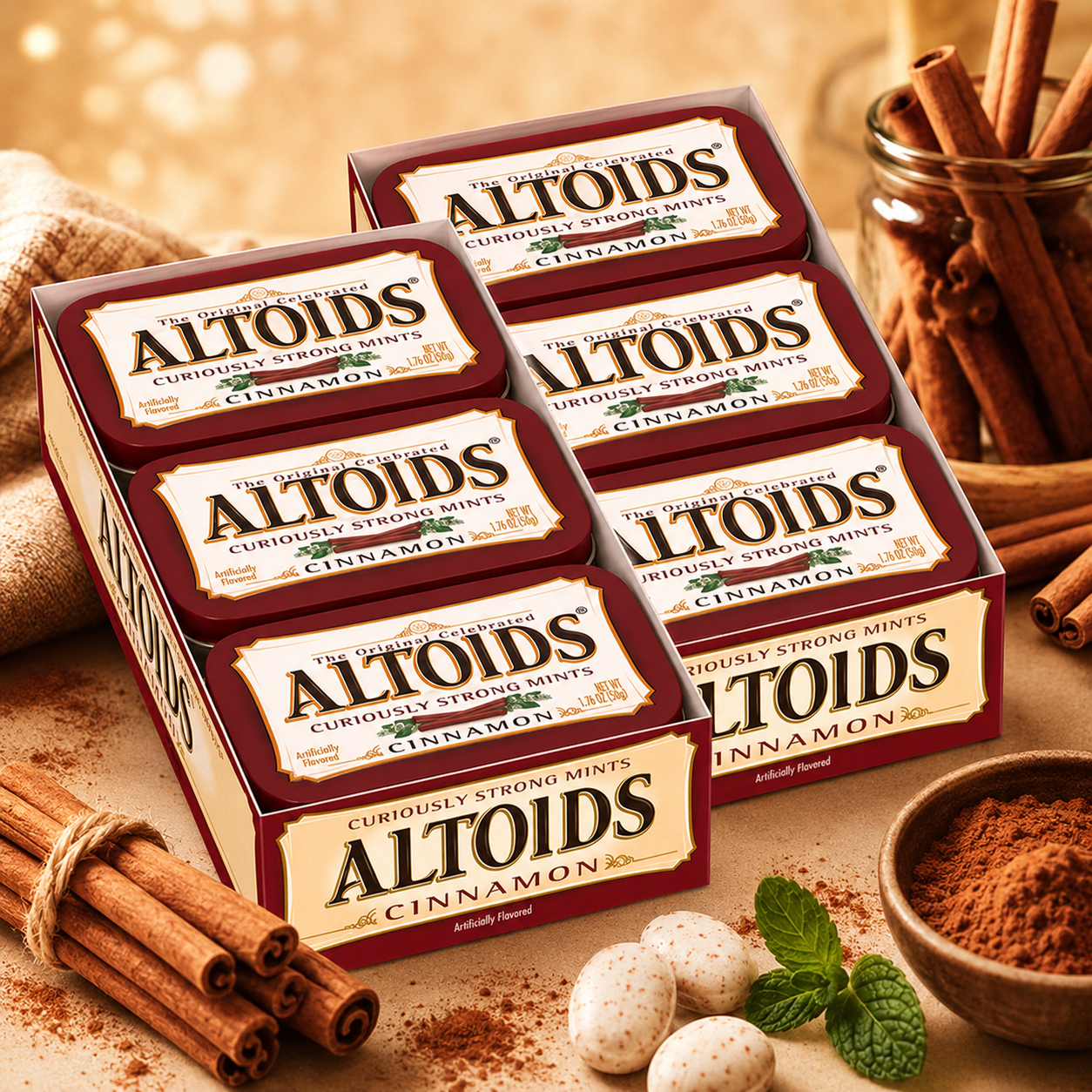 Altoids Classic Cinnamon Hard Candy Breath Mints Bulk Tin 1.76 oz