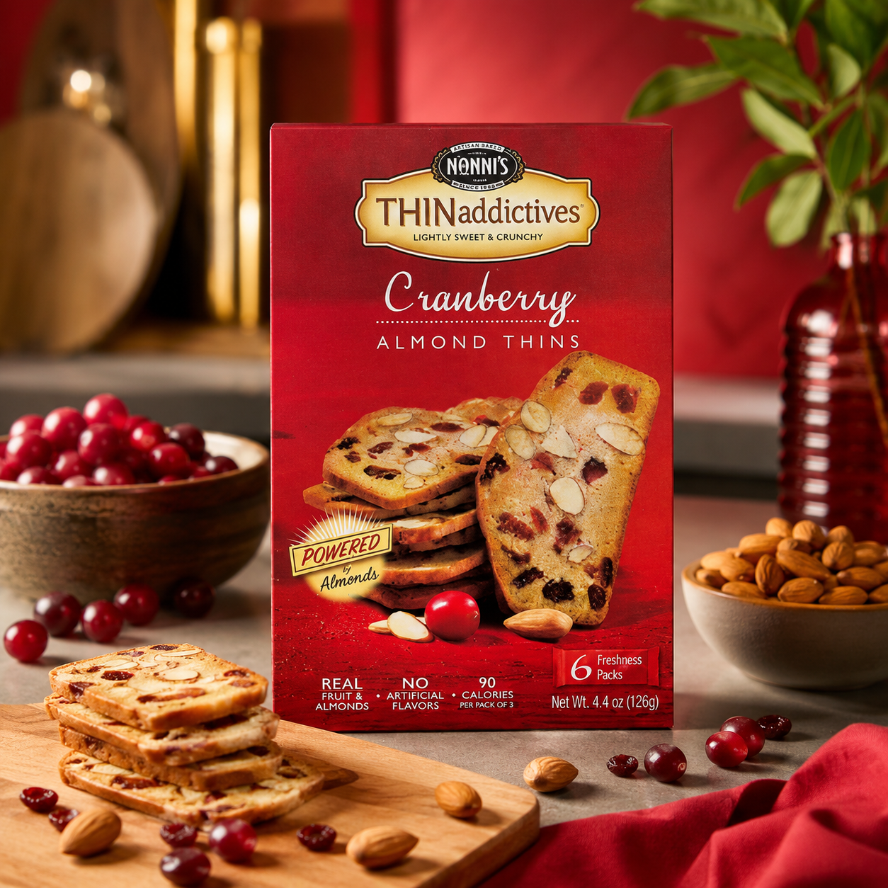 Nonni's Cranberry Almond Almond Thin Addictives Cranberry Almond Thins 4.4 Ounce