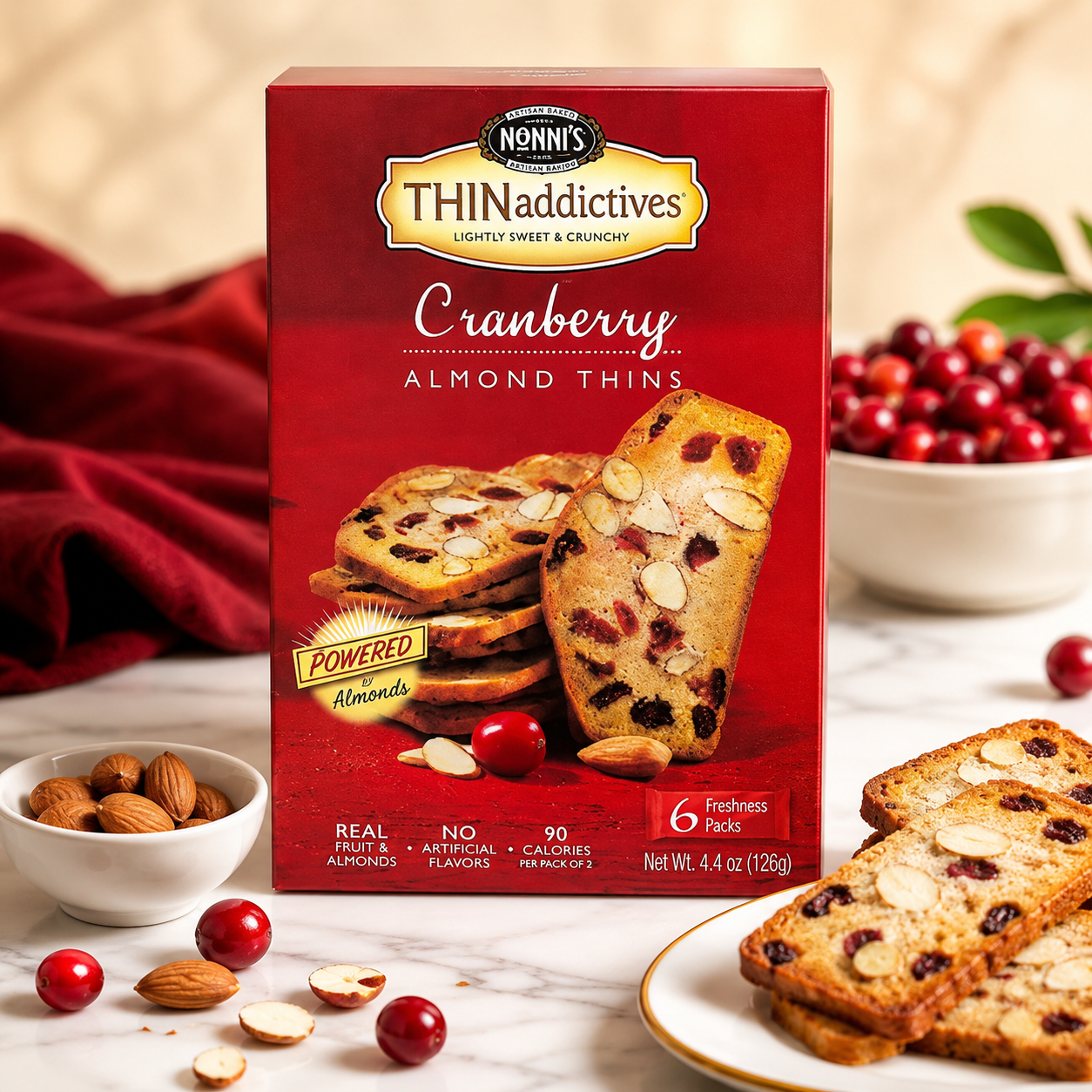 Nonni's Cranberry Almond Almond Thin Addictives Cranberry Almond Thins 4.4 Ounce