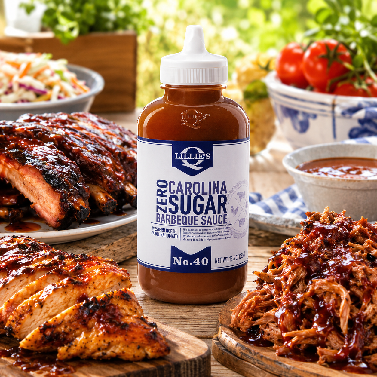 Lillie's Q Zero Sugar Carolina BBQ Sauce Gourmet Vinegar Barbeque 13.6 oz