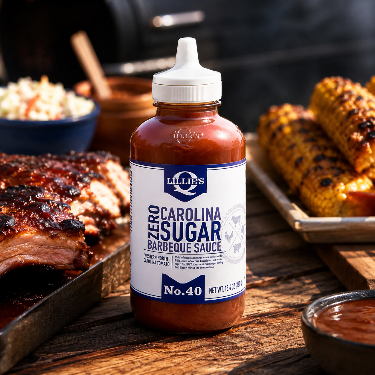 Lillie's Q Zero Sugar Carolina BBQ Sauce Gourmet Vinegar Barbeque 13.6 oz