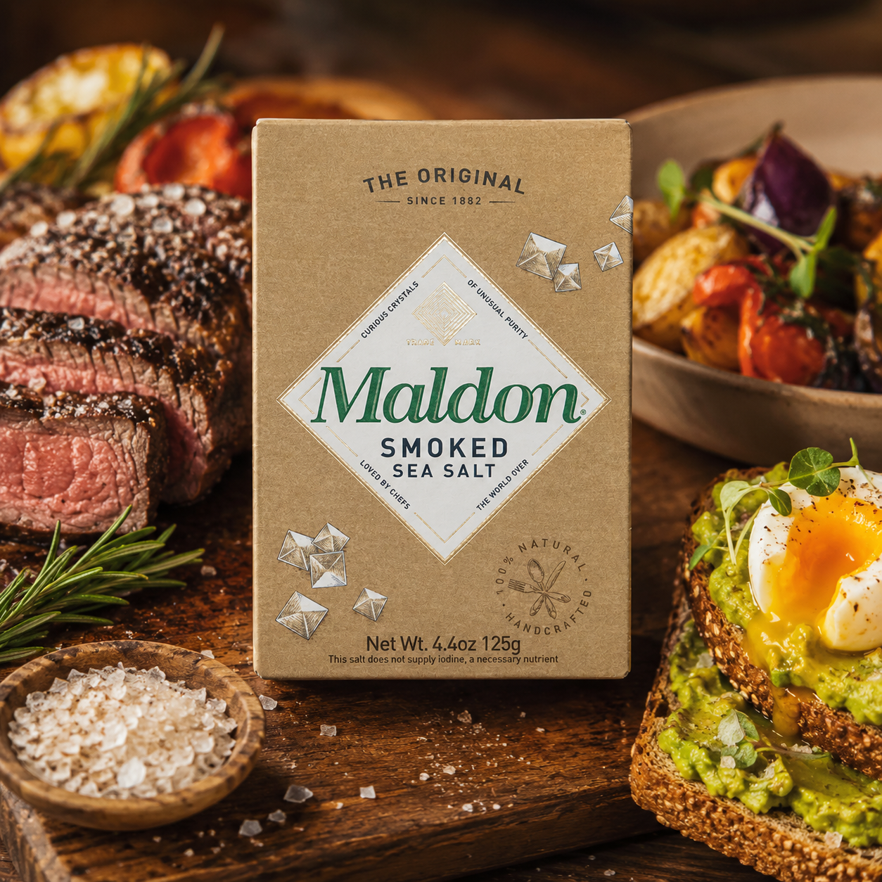 Maldon Salt Smoked Sea Salt Flakes 4.4 oz Natural Gently 125 g