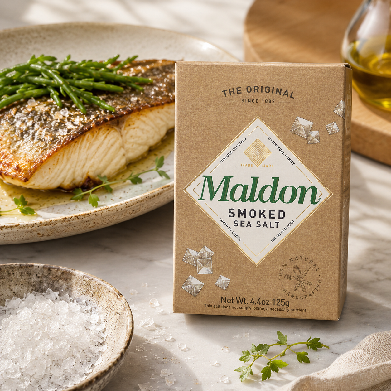 Maldon Salt Smoked Sea Salt Flakes 4.4 oz Natural Gently 125 g