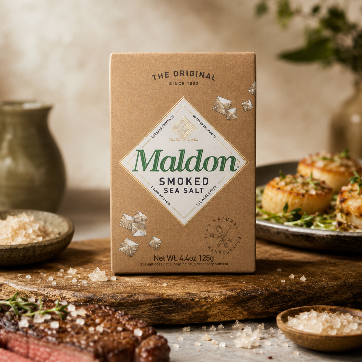 Maldon Salt Smoked Sea Salt Flakes 4.4 oz Natural Gently 125 g