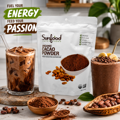 Sunfood Superfoods Chocolate Cacao Cacao Powder Organic Pure Raw Chocolate Powder for 8 oz