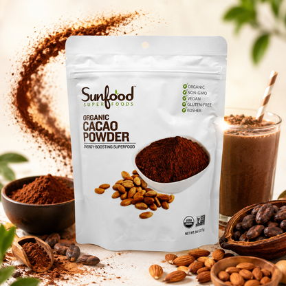 Sunfood Superfoods Chocolate Cacao Cacao Powder Organic Pure Raw Chocolate Powder for 8 oz