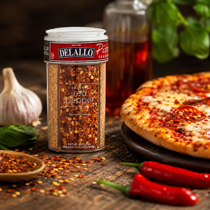 DeLallo Garlic Italian 4 Spice Variety Pizza Seasoning Shaker with Red 3.2 oz