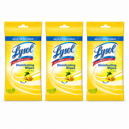 Lysol Disinfecting Wipes To Go Pack Lemon Scent 15 Count