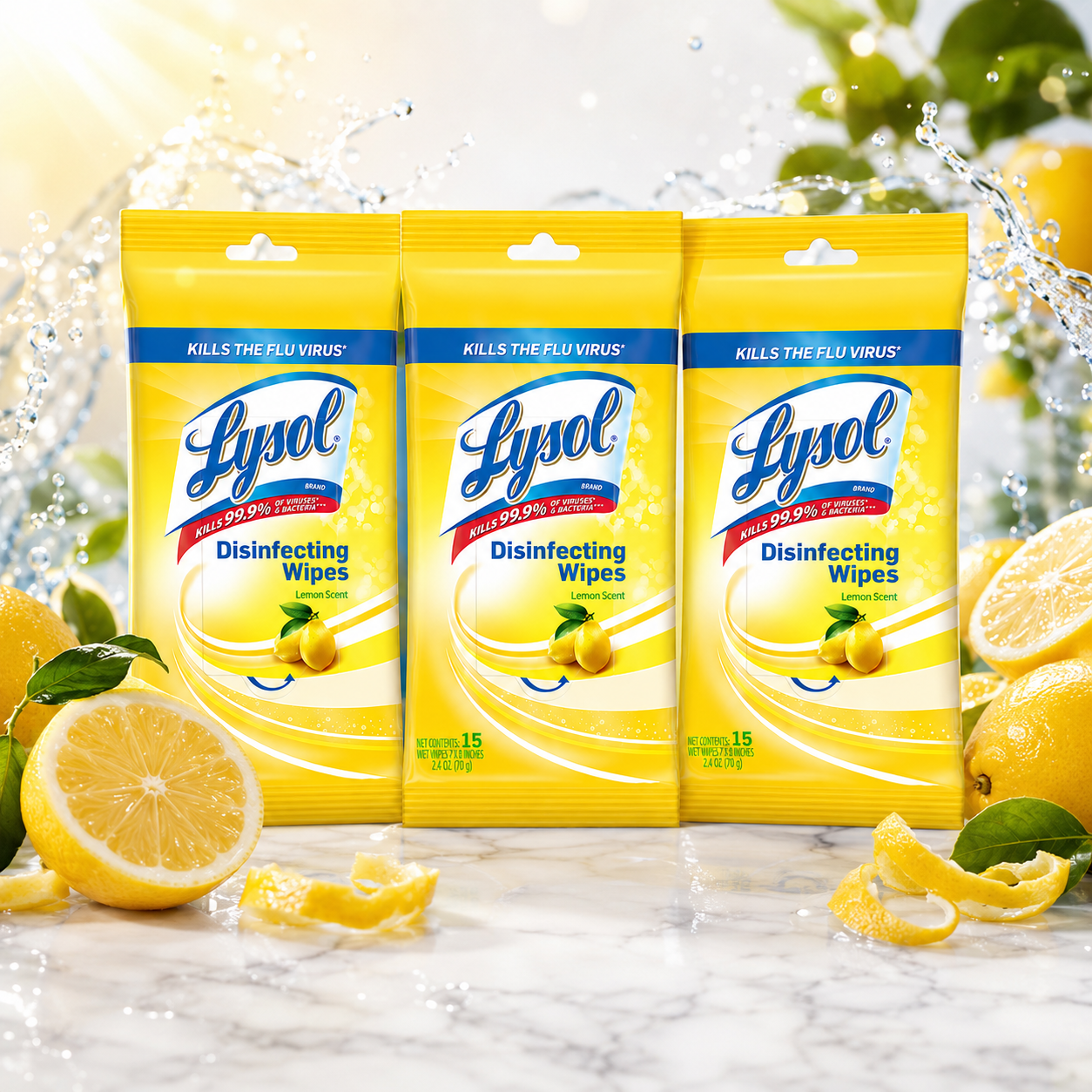Lysol Disinfecting Wipes To Go Pack Lemon Scent 15 Count