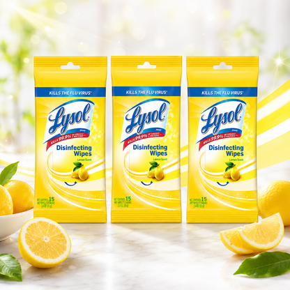Lysol Disinfecting Wipes To Go Pack Lemon Scent 15 Count