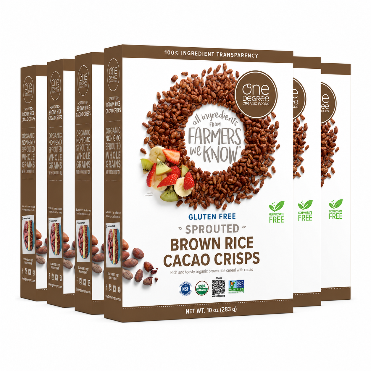 One Degree Organic Foods Chocolate Brown Sprouted Brown Rice Cacao Crisps Chocolate Cereal . 10 oz