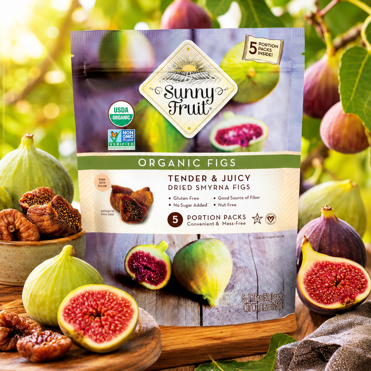 Turkish Dried Figs Sunny Fruit 5 Portion Packs per Bag 1.76oz