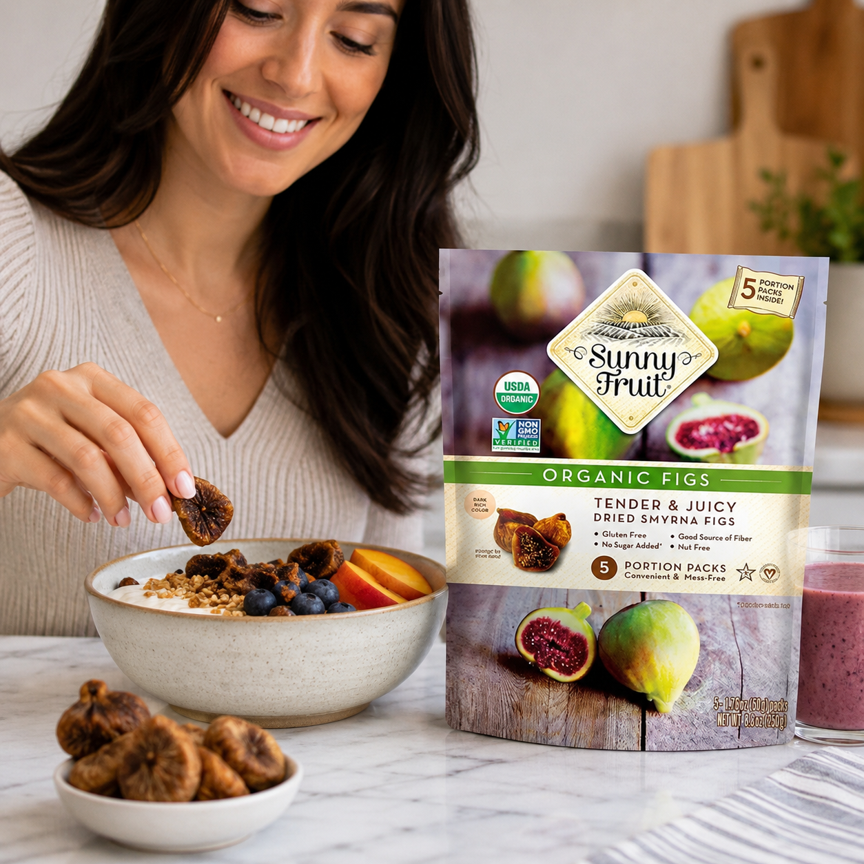 Turkish Dried Figs Sunny Fruit 5 Portion Packs per Bag 1.76oz