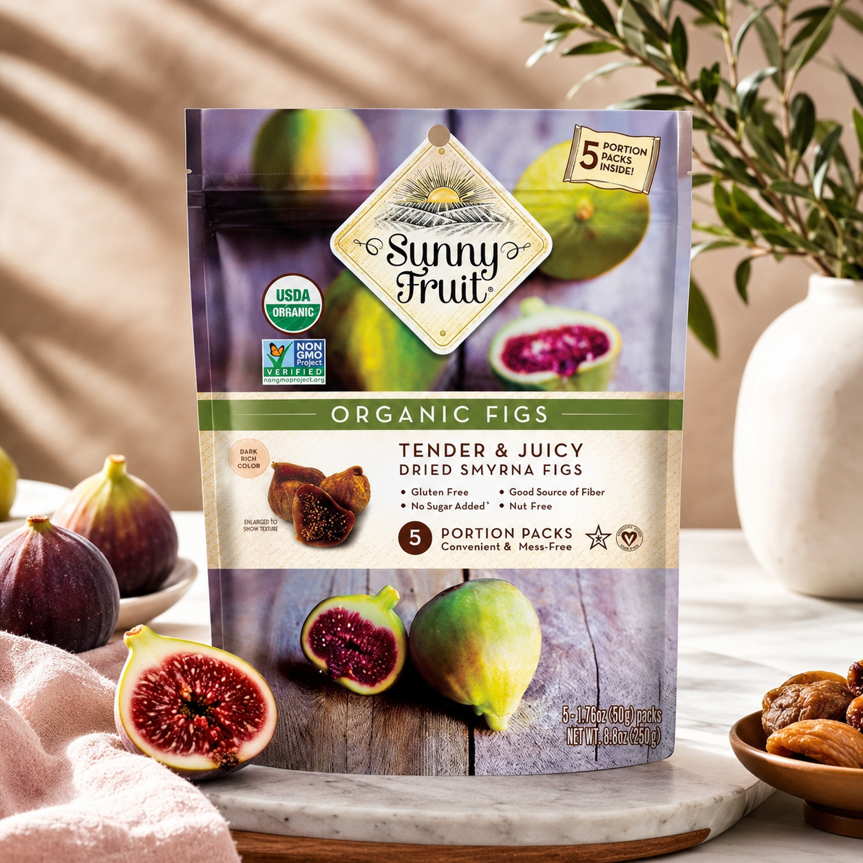 Turkish Dried Figs Sunny Fruit 5 Portion Packs per Bag 1.76oz
