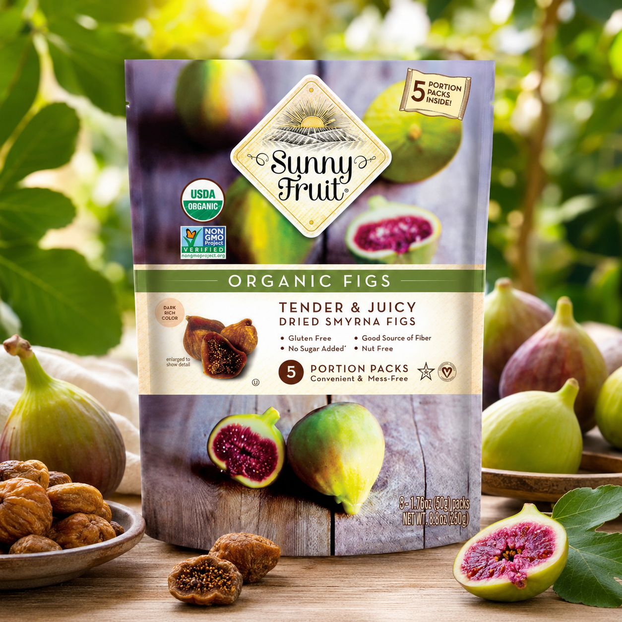 Turkish Dried Figs Sunny Fruit 5 Portion Packs per Bag 1.76oz