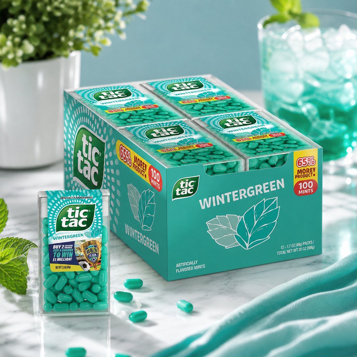 Tic Tac Wintergreen On the Go Breath Mints Pocket Sized 1.7 oz