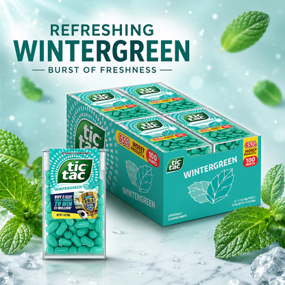 Tic Tac Wintergreen On the Go Breath Mints Pocket Sized 1.7 oz