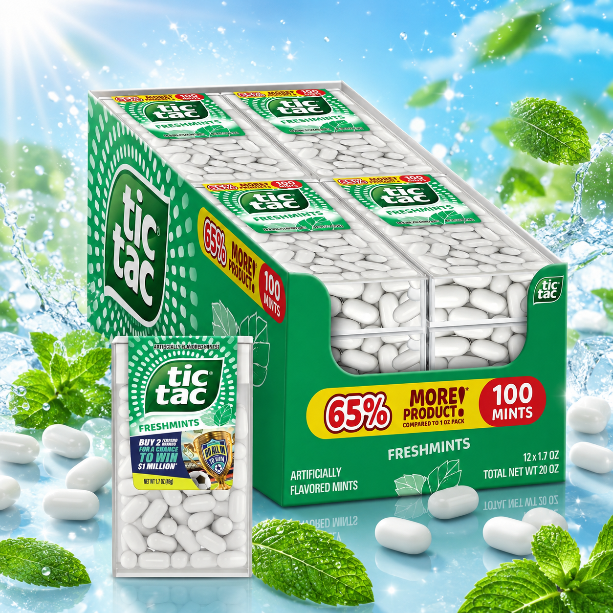 Tic Tac Freshmints On the Go Breath Mints Pocket Sized 1.7 oz
