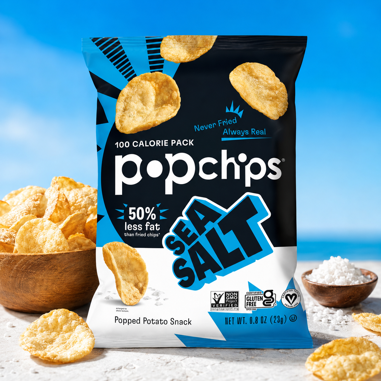 Popchips Sea Salt Potato Chips Single Serve 0.8 oz