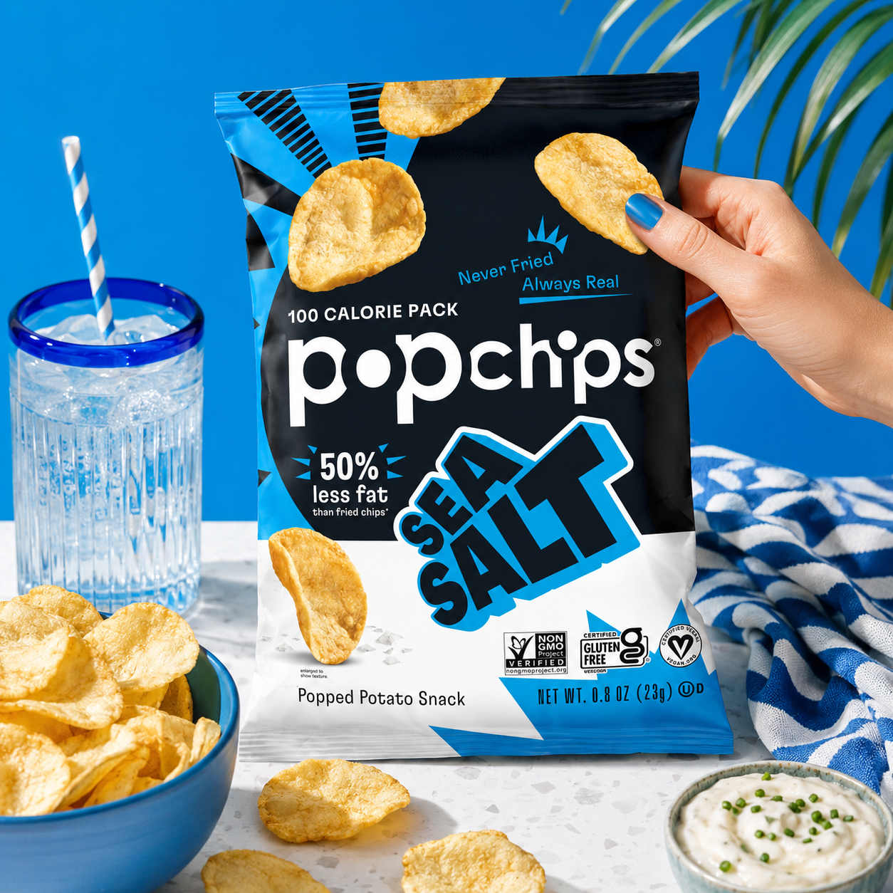Popchips Sea Salt Potato Chips Single Serve 0.8 oz