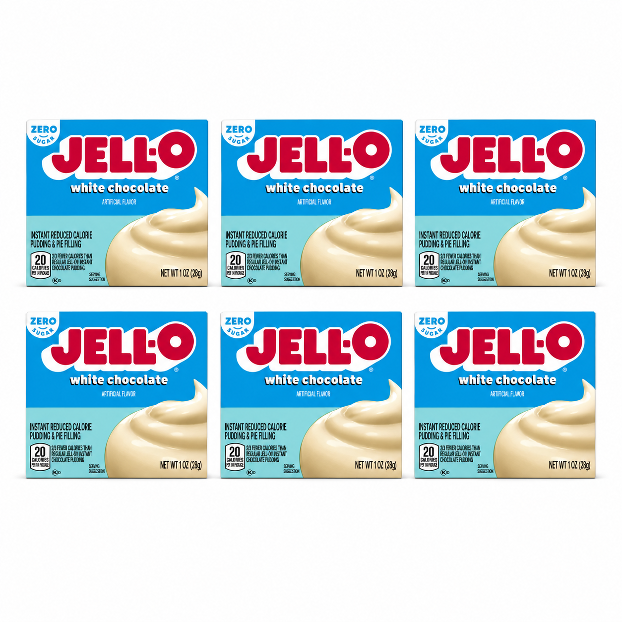 Jell-O Instant White Chocolate Sugar-Free Fat Free Pudding & Pie Filling Mix Boxes 1 oz