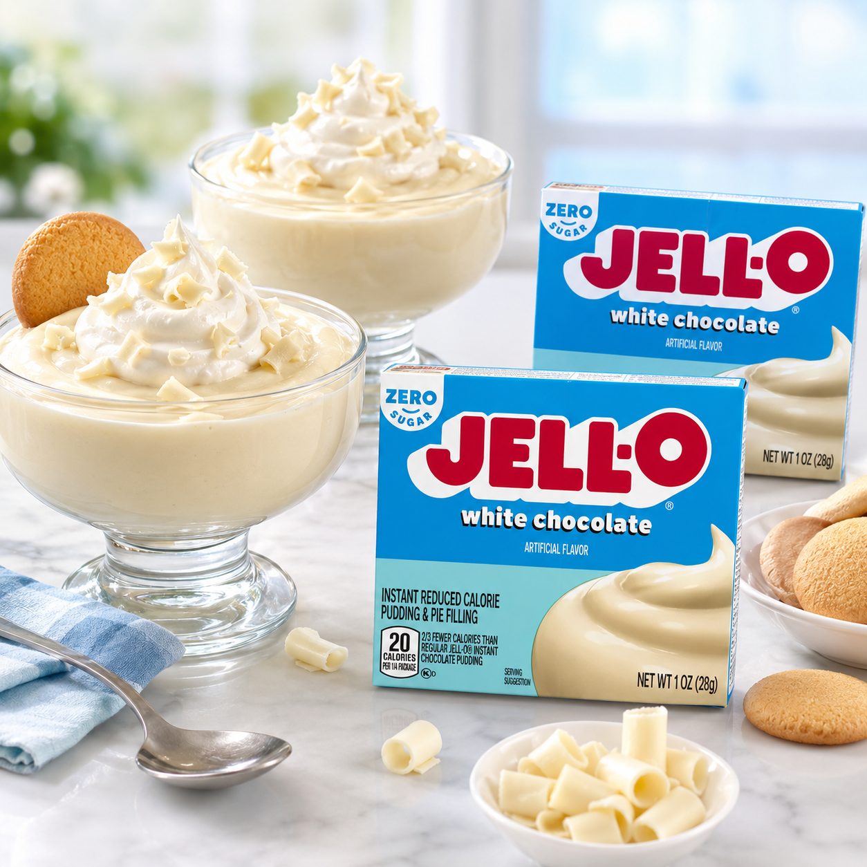 Jell-O Instant White Chocolate Sugar-Free Fat Free Pudding & Pie Filling Mix Boxes 1 oz
