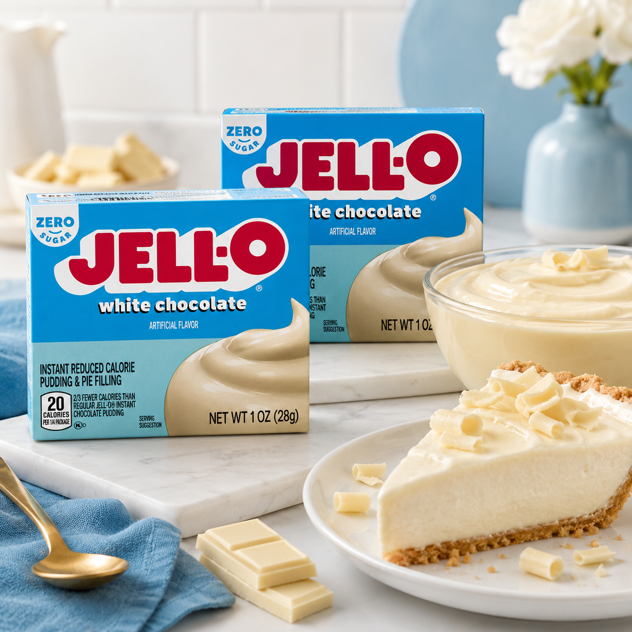 Jell-O Instant White Chocolate Sugar-Free Fat Free Pudding & Pie Filling Mix Boxes 1 oz