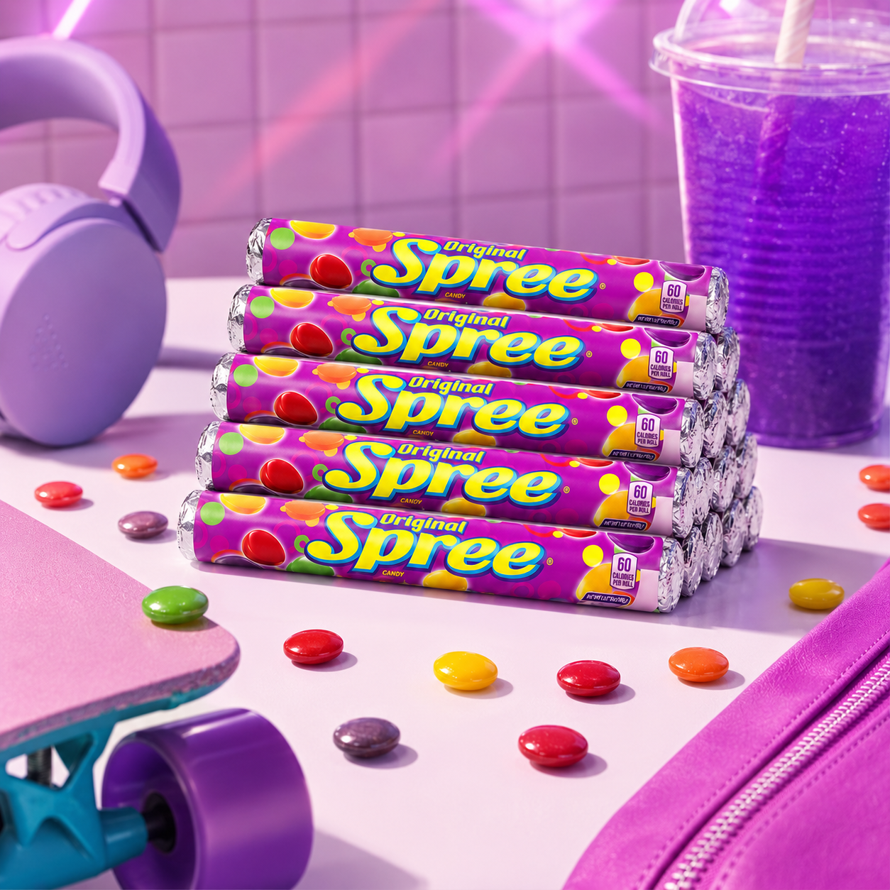 Original Spree Lemon Original Candy Rolls Sweet and Tart Hard Candy in 1.77 oz