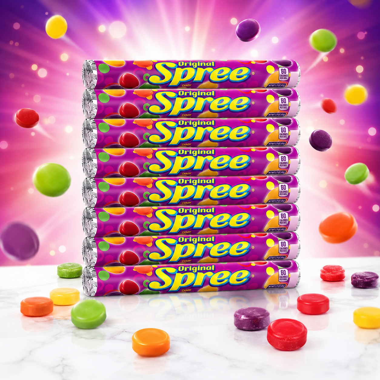 Original Spree Lemon Original Candy Rolls Sweet and Tart Hard Candy in 1.77 oz