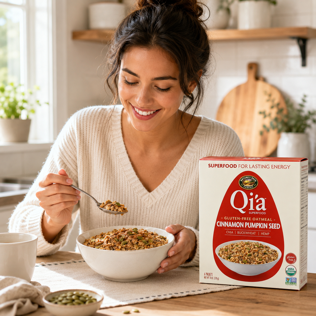 Nature's Path Qia Superfood Oatmeal Cinnamon Pumpkin Seed 6 Packets