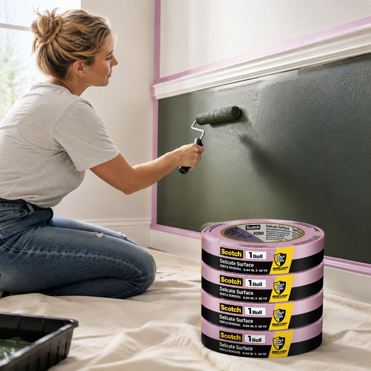 3M ScotchBlue 2080 Delicate Surface Painter's Tape 1" x
