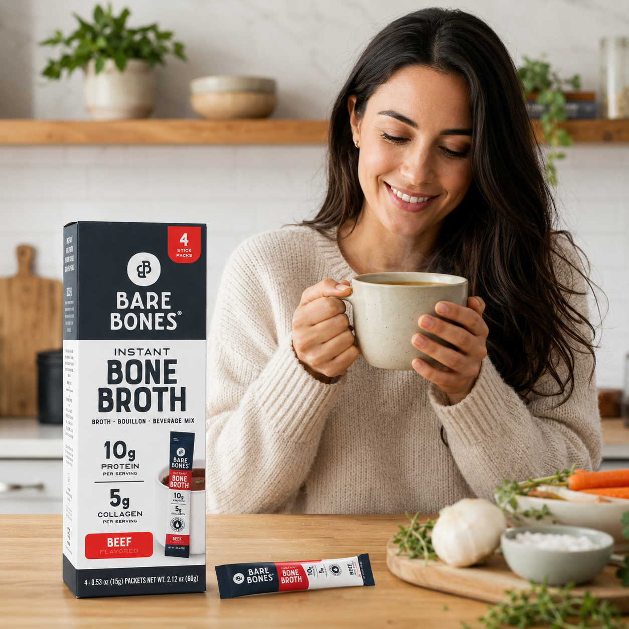 Bare Bones Beef Bone Broth Instant Powdered Mix Packets