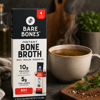 Bare Bones Beef Bone Broth Instant Powdered Mix Packets