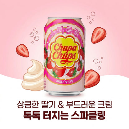 Namyang Chupa Chups Sparkling Soda Strawberry Flavor 345 mL (Pack of 6) Chupa Chups