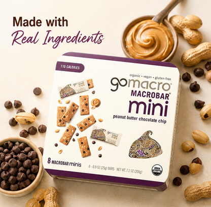 GoMacro Organic Peanut Butter Chocolate Chip Mini MacroBars Snack Food Bars 7.2 oz