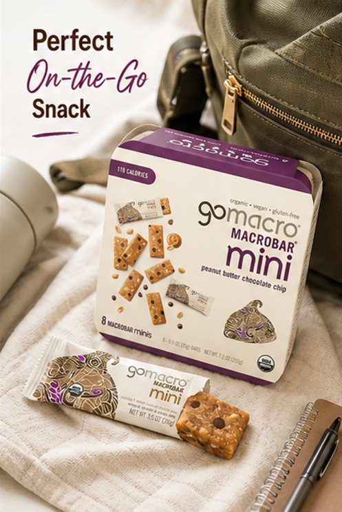 GoMacro Organic Peanut Butter Chocolate Chip Mini MacroBars Snack Food Bars 7.2 oz