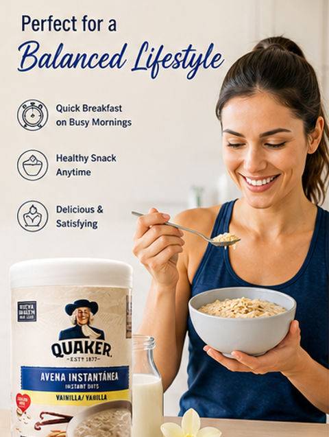 Quaker Instant Oatmeal Vanilla Flavor 100% Whole Grains Source of Fiber and Protein 34.8 oz