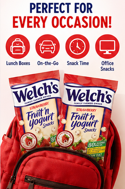 Welch's Strawberry Fruit'n Yogurt Snacks 8 Pouches (Pack of 2)