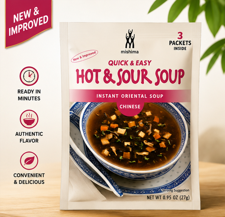 MISHIMA Hot & Sour Soup Packaged Soup 3 Packets 0.95 oz