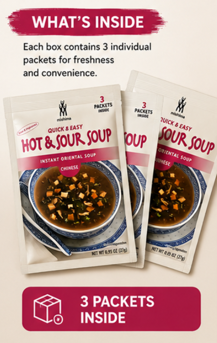MISHIMA Hot & Sour Soup Packaged Soup 3 Packets 0.95 oz
